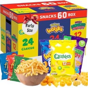 Assorted Crisps Multipack – 60 Variety Snack Bags Plus 3 × 18g French Fries Crisps, Ideal for Birthdays, Parties, Pubs, Movie Nights & Camping